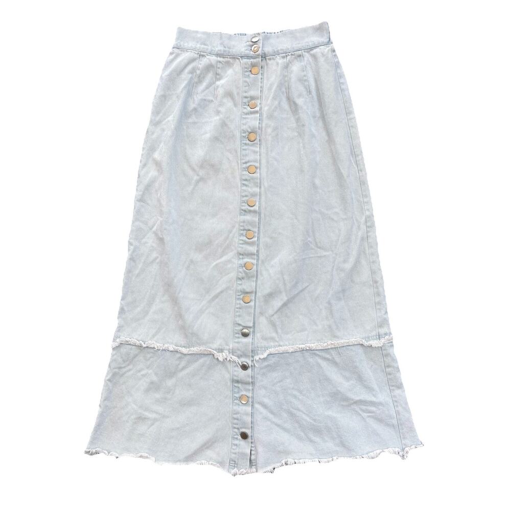 Piper Parachute Size Small Chambray Denim Maxi Skirt Lightwash Jean